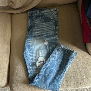 Men’s American eagle skinny stretch jeans acid wash with rips